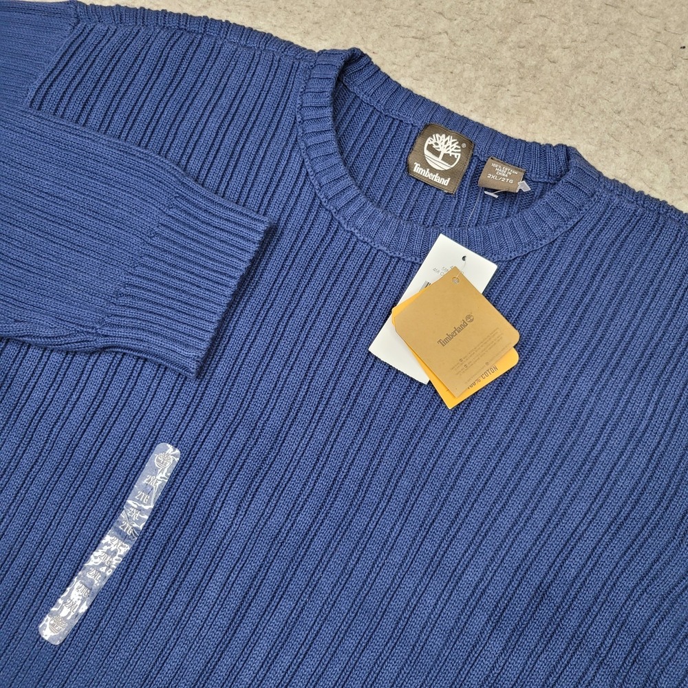 Timberland Cable Knit Sweater Mens 2XL Blue Pullover Crew Neck NEW